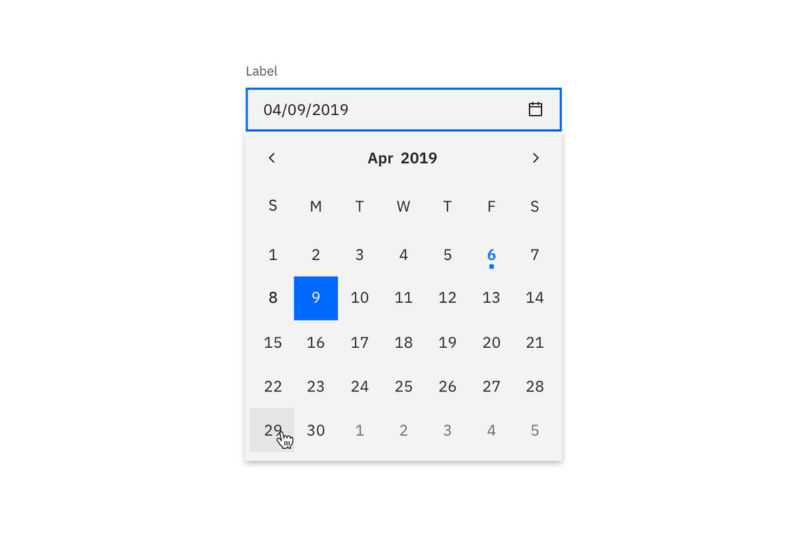 Example of a date picker